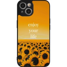 Coque iPhone 14 - Silicone rigide noir Summer 2026 Enjoy your life