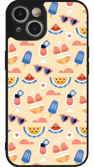 Coque iPhone 14 - Silicone rigide noir Pattern Summer 2026