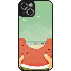 Coque iPhone 14 - Silicone rigide noir Views through a watermelon Summer 2026