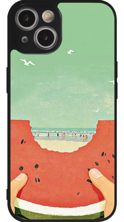 Coque iPhone 14 - Silicone rigide noir Views through a watermelon Summer 2026