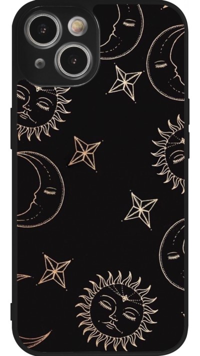 Coque iPhone 14 - Silicone rigide noir Suns and Moons