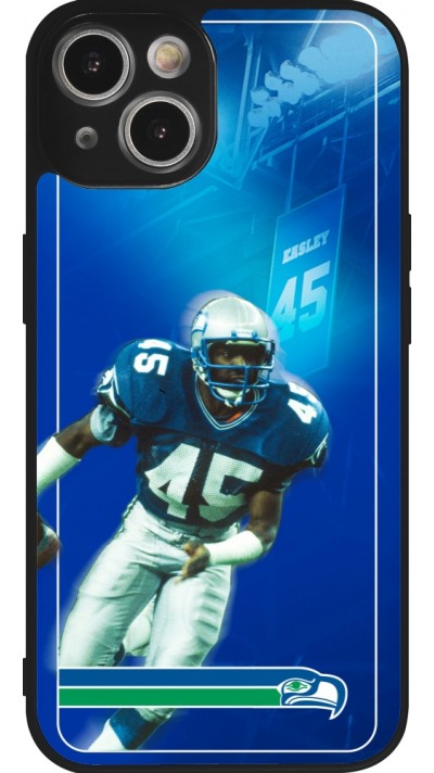 Coque iPhone 14 - Silicone rigide noir Super Bowl 26 Seattle 1