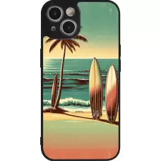 Coque iPhone 14 - Silicone rigide noir Surf Paradise
