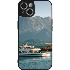 Coque iPhone 14 - Silicone rigide noir Fête Nationale Suisse Bateau Leman