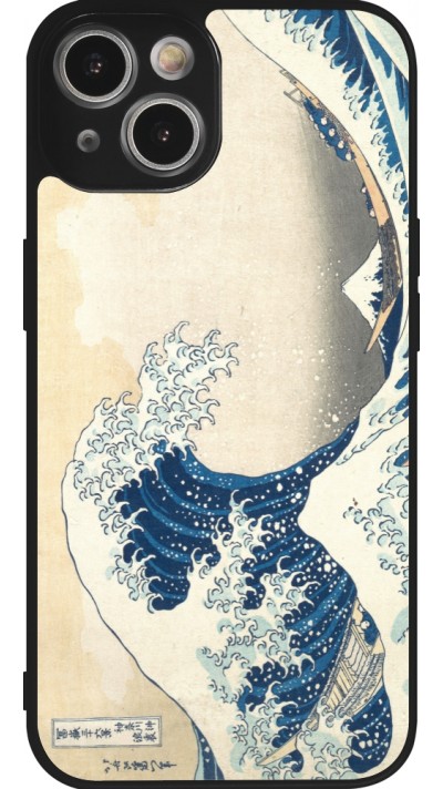 Coque iPhone 14 - Silicone rigide noir Tableau art - La Grande Vague de Kanagawa - Hokusai