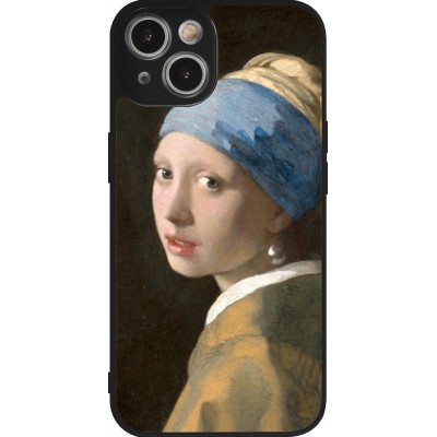 Coque iPhone 14 - Silicone rigide noir Tableau art - La Jeune fille à la perle - Johannes Vermeer