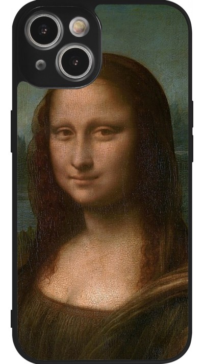 Coque iPhone 14 - Silicone rigide noir Tableau art - La Joconde - Léonard de Vinci