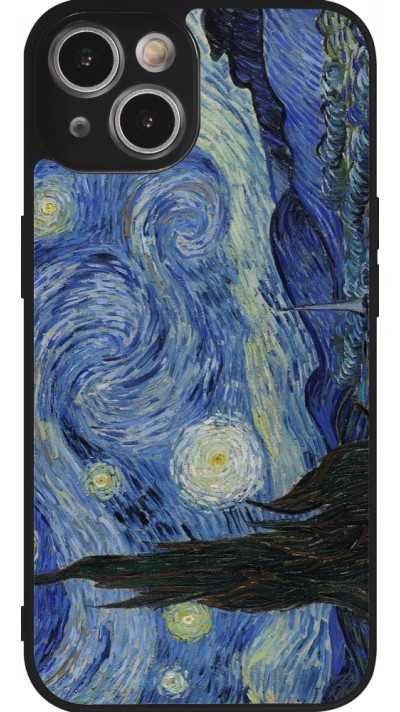Coque iPhone 14 - Silicone rigide noir Tableau art - La Nuit étoilée - Van Gogh