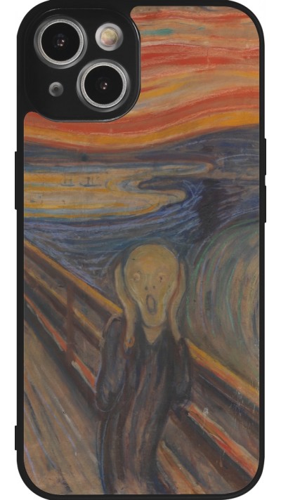 Coque iPhone 14 - Silicone rigide noir Tableau art - Le Cri - Edvard Munch