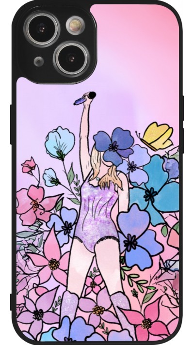 Coque iPhone 14 - Silicone rigide noir Taylor Swift Sketch - Pink