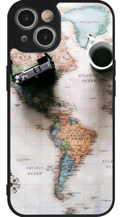 Coque iPhone 14 - Silicone rigide noir Travel 01