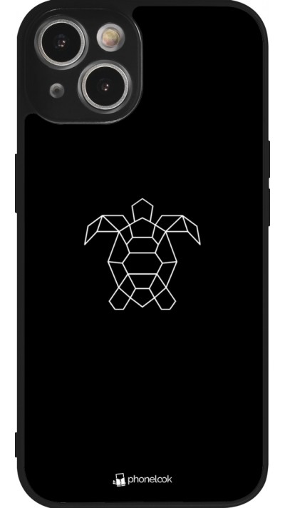 Coque iPhone 14 - Silicone rigide noir Turtles lines on black