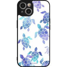 Coque iPhone 14 - Silicone rigide noir Turtles pattern watercolor