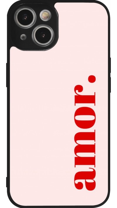 Coque iPhone 14 - Silicone rigide noir Valentine 2024 amor