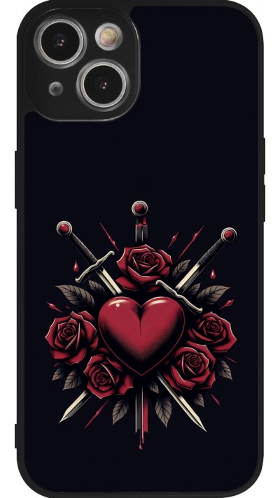Coque iPhone 14 - Silicone rigide noir Valentine 2024 gothic love
