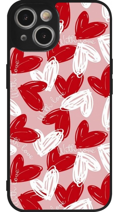 Coque iPhone 14 - Silicone rigide noir Valentine 2024 with love heart