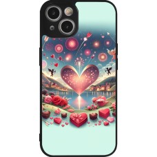 Coque iPhone 14 - Silicone rigide noir Valentine 2025 Chic