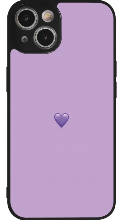 Coque iPhone 14 - Silicone rigide noir Valentine 2023 purpule single heart