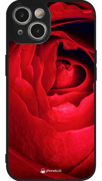 Coque iPhone 14 - Silicone rigide noir Valentine 2022 Rose