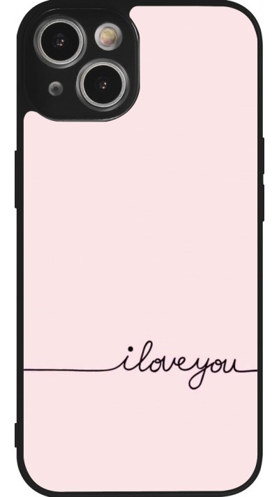Coque iPhone 14 - Silicone rigide noir Valentine 2023 i love you writing