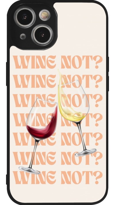 Coque iPhone 14 - Silicone rigide noir Wine not
