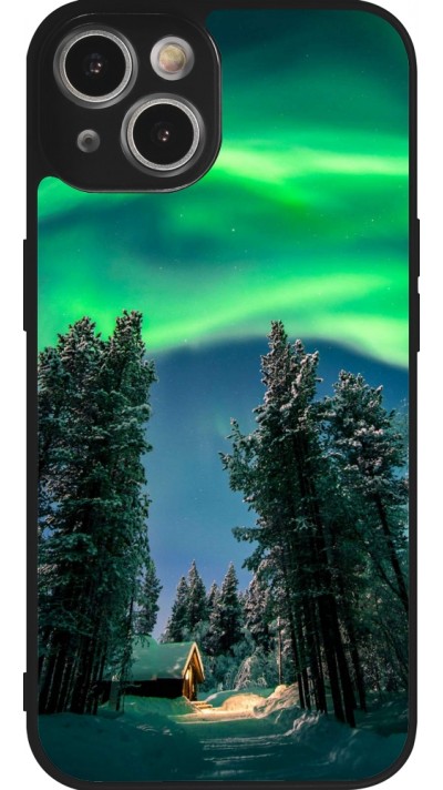Coque iPhone 14 - Silicone rigide noir Winter 22 Northern Lights