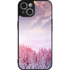 Coque iPhone 14 - Silicone rigide noir Winter 22 Pink Forest