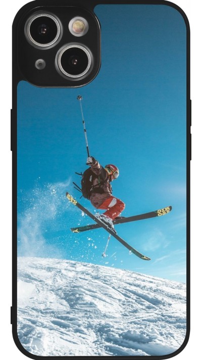 Coque iPhone 14 - Silicone rigide noir Winter 22 Ski Jump