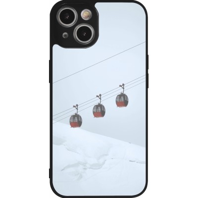 Coque iPhone 14 - Silicone rigide noir Winter 22 ski lift