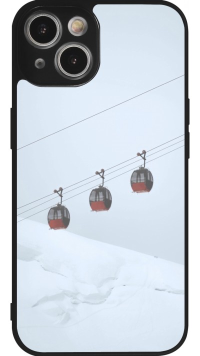 Coque iPhone 14 - Silicone rigide noir Winter 22 ski lift