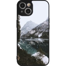 iPhone 14 Case Hülle - Silikon schwarz Winter 22 snowy mountain and lake