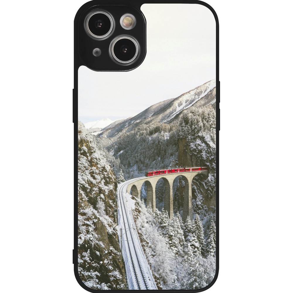 iPhone 14 Case Hülle - Silikon schwarz Winter 25 Winter polar express