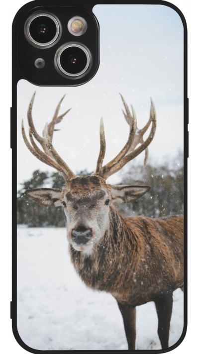 iPhone 14 Case Hülle - Silikon schwarz Winter 25 Winter reindeer