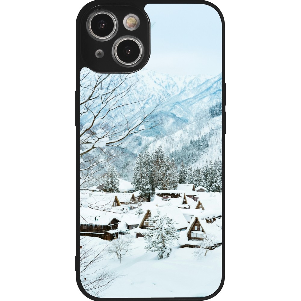 iPhone 14 Case Hülle - Silikon schwarz Winter 25 Winter snowy landscape