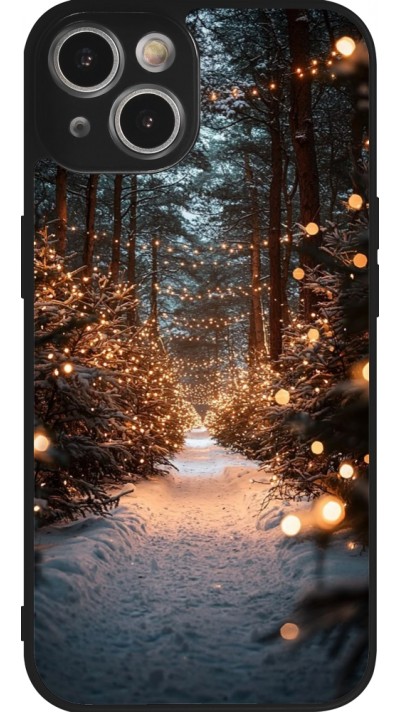iPhone 14 Case Hülle - Silikon schwarz Winter 25 Winter snowy road