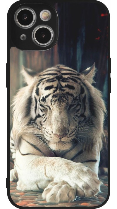 Coque iPhone 14 - Silicone rigide noir Zen Tiger