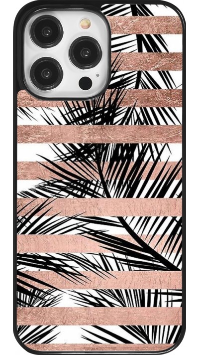 iPhone 14 Pro Max Case Hülle - Palm trees gold stripes