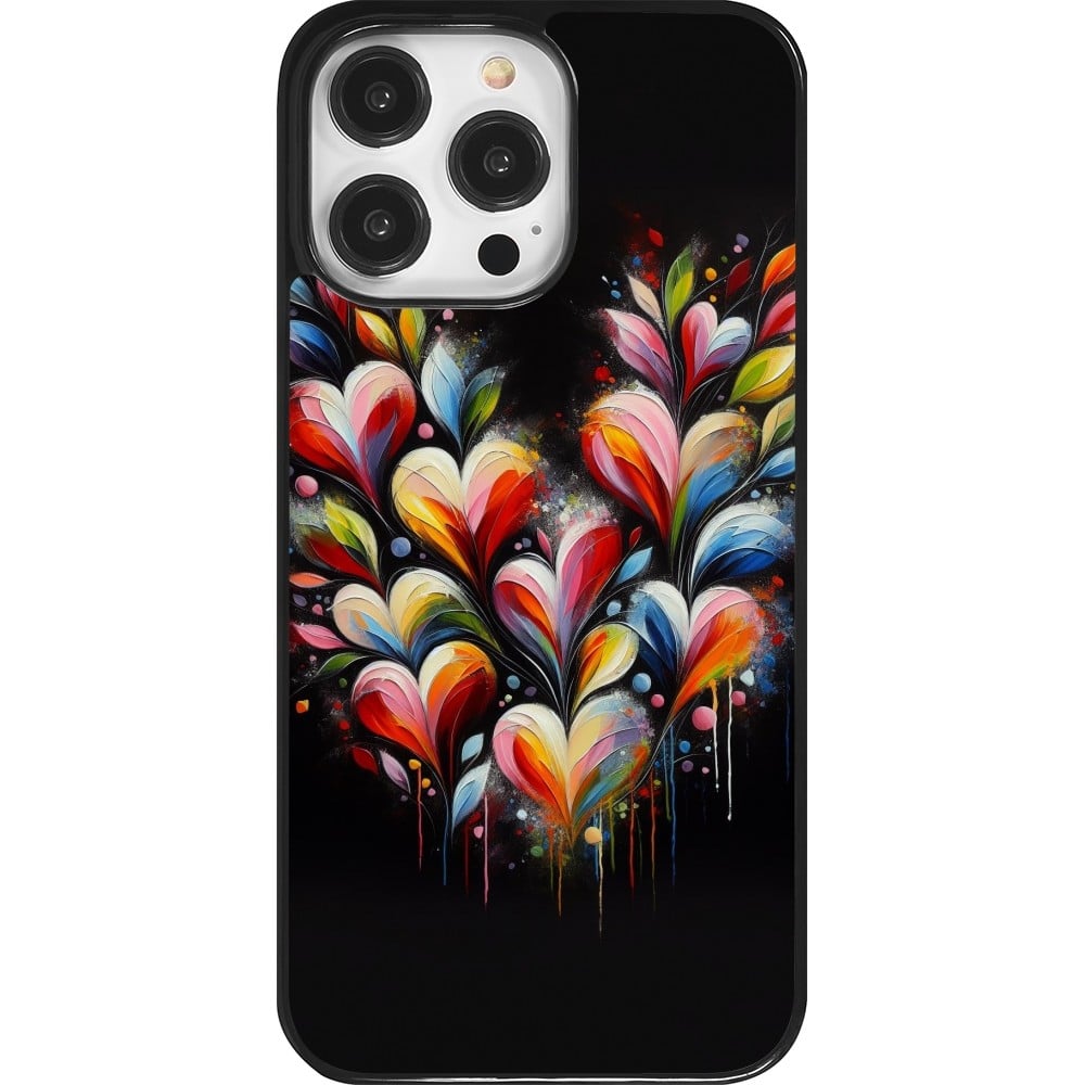 Coque iPhone 14 Pro Max - Valentine 2024 Coeur Noir Abstrait