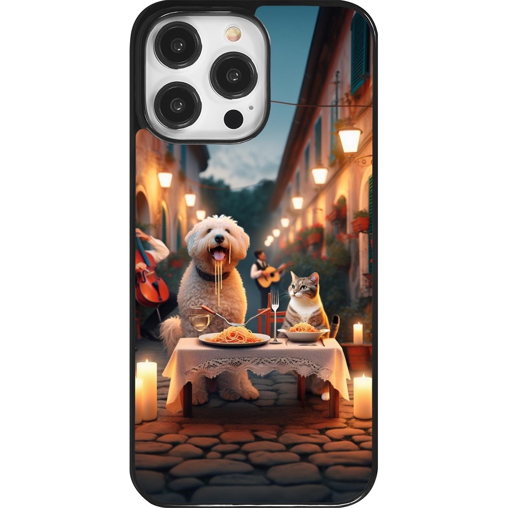 Coque iPhone 14 Pro Max - Valentine 2024 Dog & Cat Candlelight