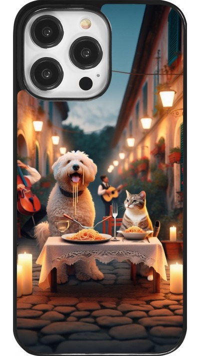Coque iPhone 14 Pro Max - Valentine 2024 Dog & Cat Candlelight
