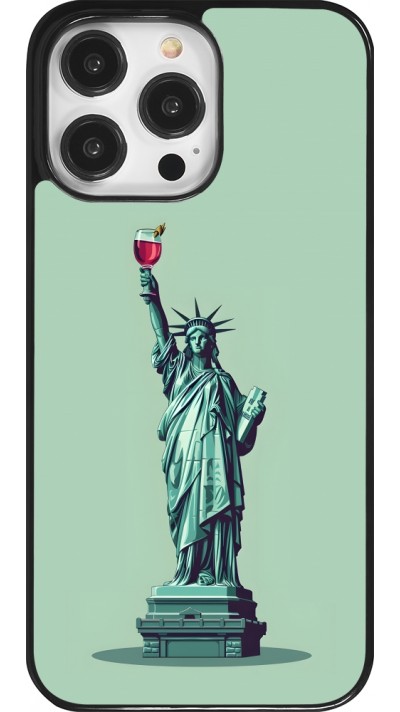 Coque iPhone 14 Pro Max - Wine Statue de la liberté avec un verre de vin