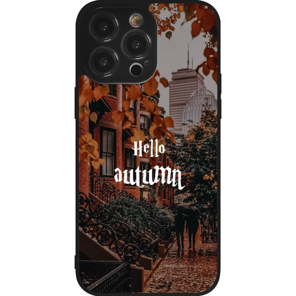 Coque iPhone 14 Pro Max - Silicone rigide noir Autumn 25 Hello autumn