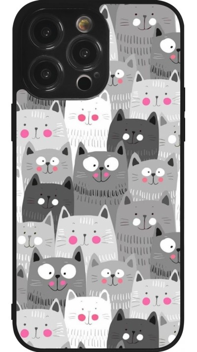 iPhone 14 Pro Max Case Hülle - Silikon schwarz Katzenschwärme