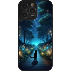 iPhone 14 Pro Max Case Hülle - Silikon schwarz Schwarze Katze Spaziergang