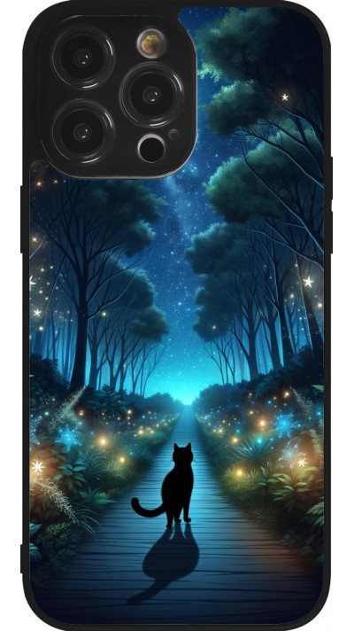 iPhone 14 Pro Max Case Hülle - Silikon schwarz Schwarze Katze Spaziergang