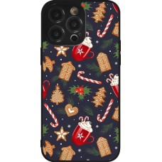 iPhone 14 Pro Max Case Hülle - Silikon schwarz Christmas 25 Pattern Gingerbread House