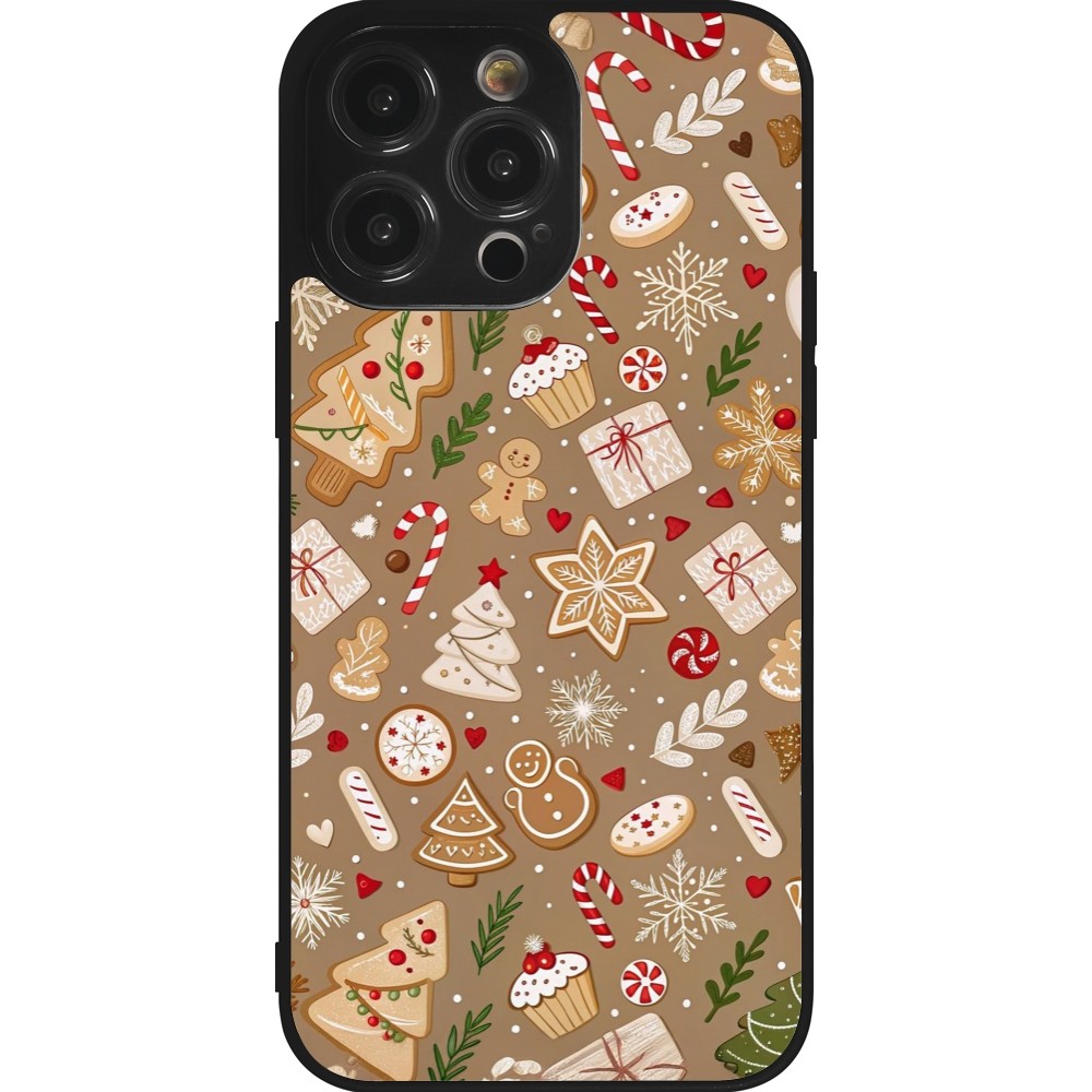 iPhone 14 Pro Max Case Hülle - Silikon schwarz Christmas 25 Pattern Ginger Cookie