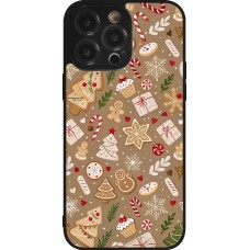iPhone 14 Pro Max Case Hülle - Silikon schwarz Christmas 25 Pattern Ginger Cookie
