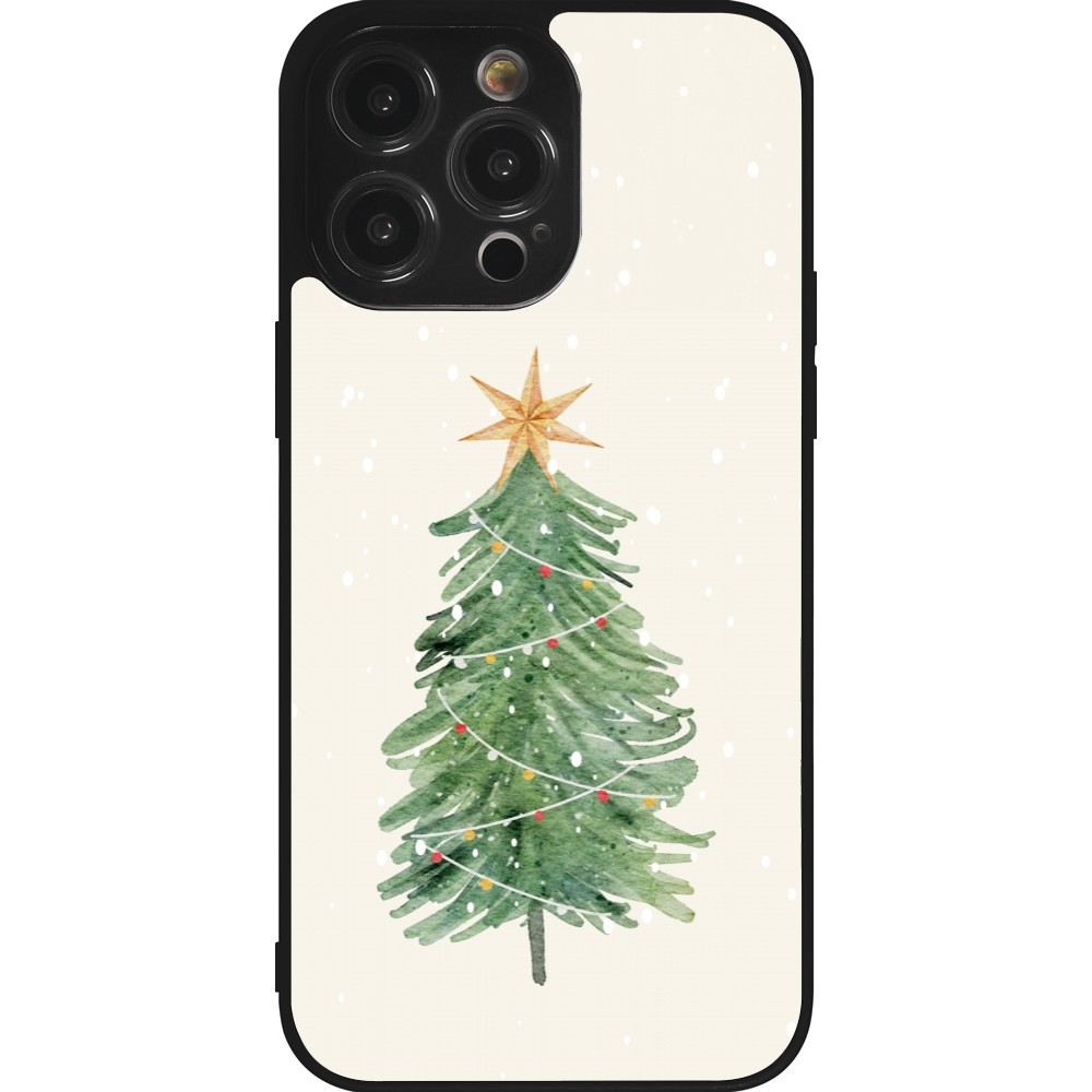 iPhone 14 Pro Max Case Hülle - Silikon schwarz Christmas 25 Sketch Tree
