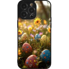 Coque iPhone 14 Pro Max - Silicone rigide noir Easter 2026 Decorated eggs